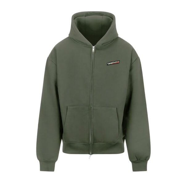 James Wade Zip Darts Hoodie - The Machine - Earthy Green - By 9 Dart Threads