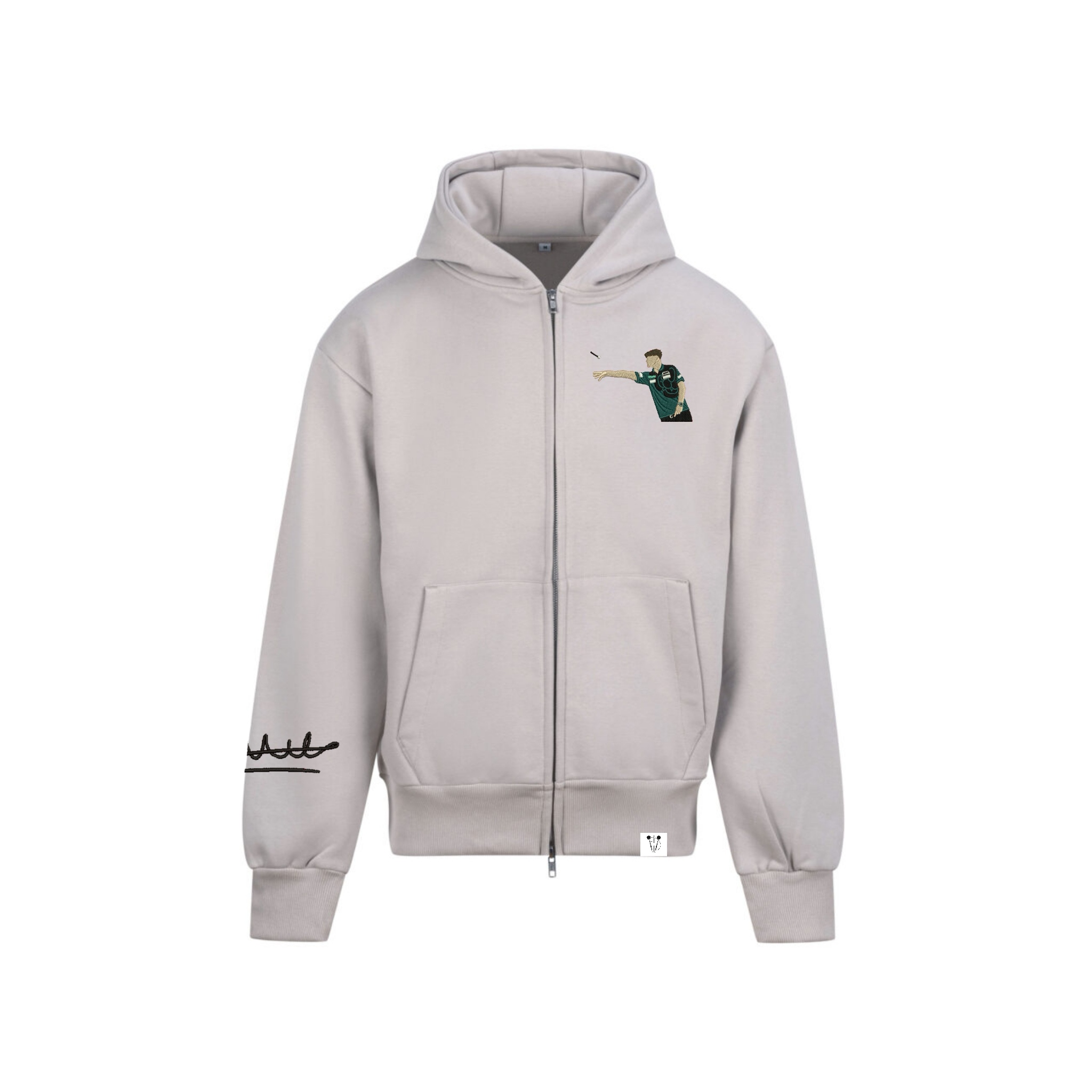 Charlie Manby Signature Zip Darts Hoodie - Natural Grey_edit_607502851574487